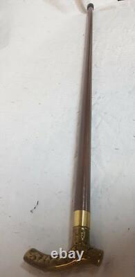 Rare smuggler's cane retro art deco style with solid bronze handle