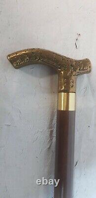 Rare smugglers cane with retro art deco style solid bronze knob