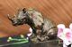 Rhinoceros Bronze Bull Sculpture Art Deco Style Signed Original Milo Deal
