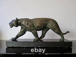 Rulas Animal Sculpture Art Deco Bronze Patina. Panther