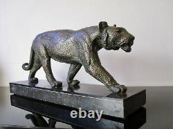 Rulas Animal Sculpture Art Deco Bronze Patina. Panther