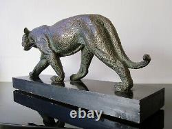 Rulas Animal Sculpture Art Deco Bronze Patina. Panther