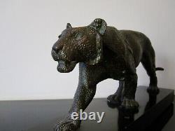 Rulas Animal Sculpture Art Deco Bronze Patina. Panther