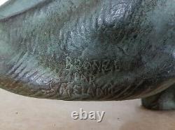 S. Melani (1902-1934) Lion On The Lookout Bronze Art-deco Signed 29 KG Very Good Condition