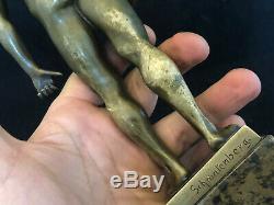 S. Schwatenberg 1898-1922 Athlete Art Deco Sword Bronze Nude Man Antique
