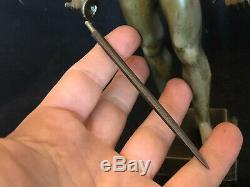S. Schwatenberg 1898-1922 Athlete Art Deco Sword Bronze Nude Man Antique