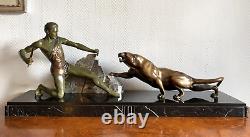 SCULPTURE NUDE HUNTER MAN BRONZE ART DECO SIGNED BRAULT Ca. 1925-1930