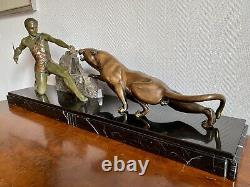 SCULPTURE NUDE HUNTER MAN BRONZE ART DECO SIGNED BRAULT Ca. 1925-1930