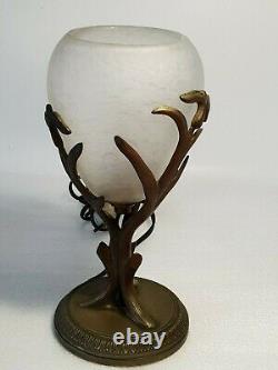 Schneider Bronze Veillous Lamp Art Deco Tulip Gill Decoration Signed