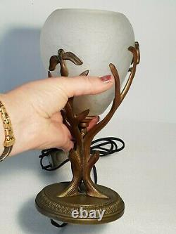 Schneider Bronze Veillous Lamp Art Deco Tulip Gill Decoration Signed