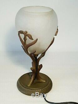 Schneider Lamp Pilot Bronze Branches Decor Art Deco Tulip Signed