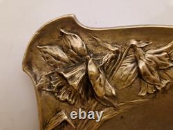 School of Nancy / Art Nouveau Fromont Bowl in Bronze with Columbines 1900