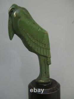 Sculpture Art Deco Bronze Marabout Paper Press Base In Forged Metal