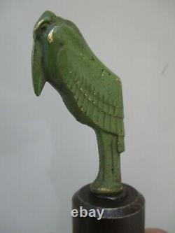 Sculpture Art Deco Bronze Marabout Paper Press Base In Forged Metal