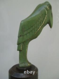 Sculpture Art Deco Bronze Marabout Paper Press Base In Forged Metal