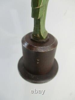 Sculpture Art Deco Bronze Marabout Paper Press Base In Forged Metal