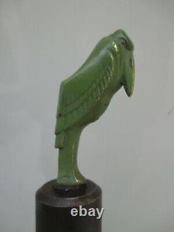 Sculpture Art Deco Bronze Marabout Paper Press Base In Forged Metal