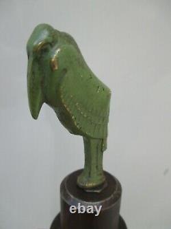 Sculpture Art Deco Bronze Marabout Paper Press Base In Forged Metal
