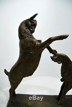 Sculpture Art Deco Fighting Kids Signed Irenaeus Regulates Rochard
