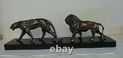 Sculpture Art Deco / Panther / Lion / Bronze Skate