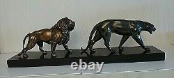 Sculpture Art Deco / Panther / Lion / Bronze Skate