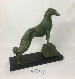 Sculpture Art Deco Signed Carvin In Bronze On Marble Base The Greyhound