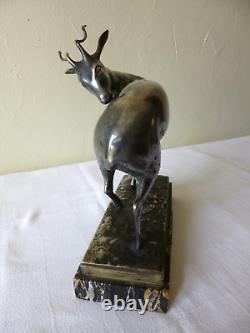 Sculpture Art Deco bronze-plated animal antelope