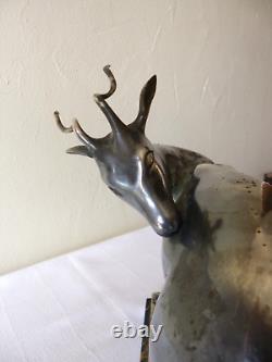 Sculpture Art Deco bronze-plated animal antelope