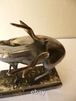 Sculpture Art Deco bronze-plated animal antelope