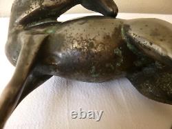 Sculpture Art Deco bronze-plated animal antelope