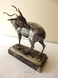 Sculpture Art Deco bronze-plated animal antelope