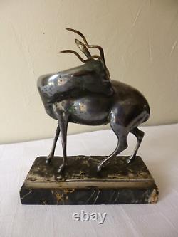 Sculpture Art Deco bronze-plated animal antelope