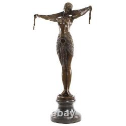 Sculpture Bronze Dance Scarf Modernist Figure Antique Art Deco Style