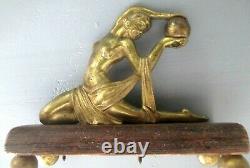 Sculpture Bronze Gilded Art Deco 1930 Statuette Woman Dancer Naked Statue Antique