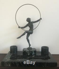 Sculpture Bronze Signed Exotic Dancer Marcel Briant Bouraine Art Deco 1930