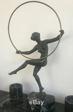 Sculpture Bronze Signed Exotic Dancer Marcel Briant Bouraine Art Deco 1930