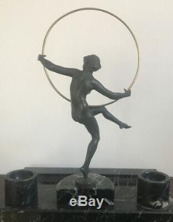 Sculpture Bronze Signed Exotic Dancer Marcel Briant Bouraine Art Deco 1930