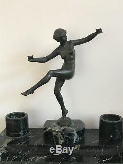 Sculpture Bronze Signed Exotic Dancer Marcel Briant Bouraine Art Deco 1930
