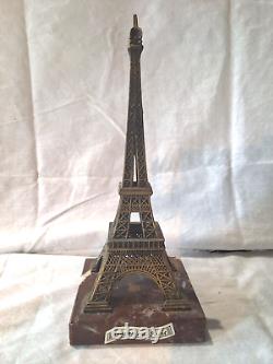 Sculpture Eiffel Tower bronze marble 1930 art deco Paris France vintage