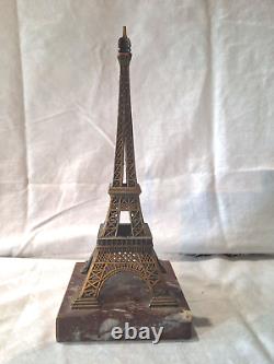 Sculpture Eiffel Tower bronze marble 1930 art deco Paris France vintage