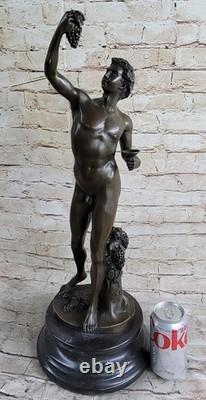 Sculpture Figurine Nude Bacchus in Solid Bronze 100% Art Deco New Sale