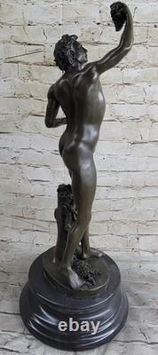 Sculpture Figurine Nude Bacchus in Solid Bronze 100% Art Deco New Sale