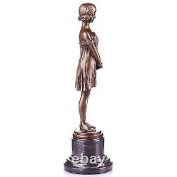 Sculpture Girl in Bronze Art Deco Innocence after Demetre Chiparus