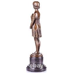 Sculpture Girl in Bronze Art Deco Innocence after Demetre Chiparus