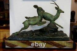 Sculpture In Bronze Signed Molins Art Deco Time #22#