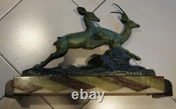 Sculpture In Bronze Signed Molins Art Deco Time #22#