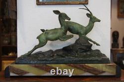 Sculpture In Bronze Signed Molins Art Deco Time #22#