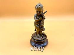 Sculpture Little Boy with Rabbit Art Deco after Schmidt-Felling