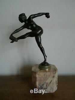 Sculpture Statue Bronze Dancer On Marble 1930 Art Deco