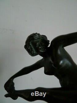 Sculpture Statue Bronze Dancer On Marble 1930 Art Deco